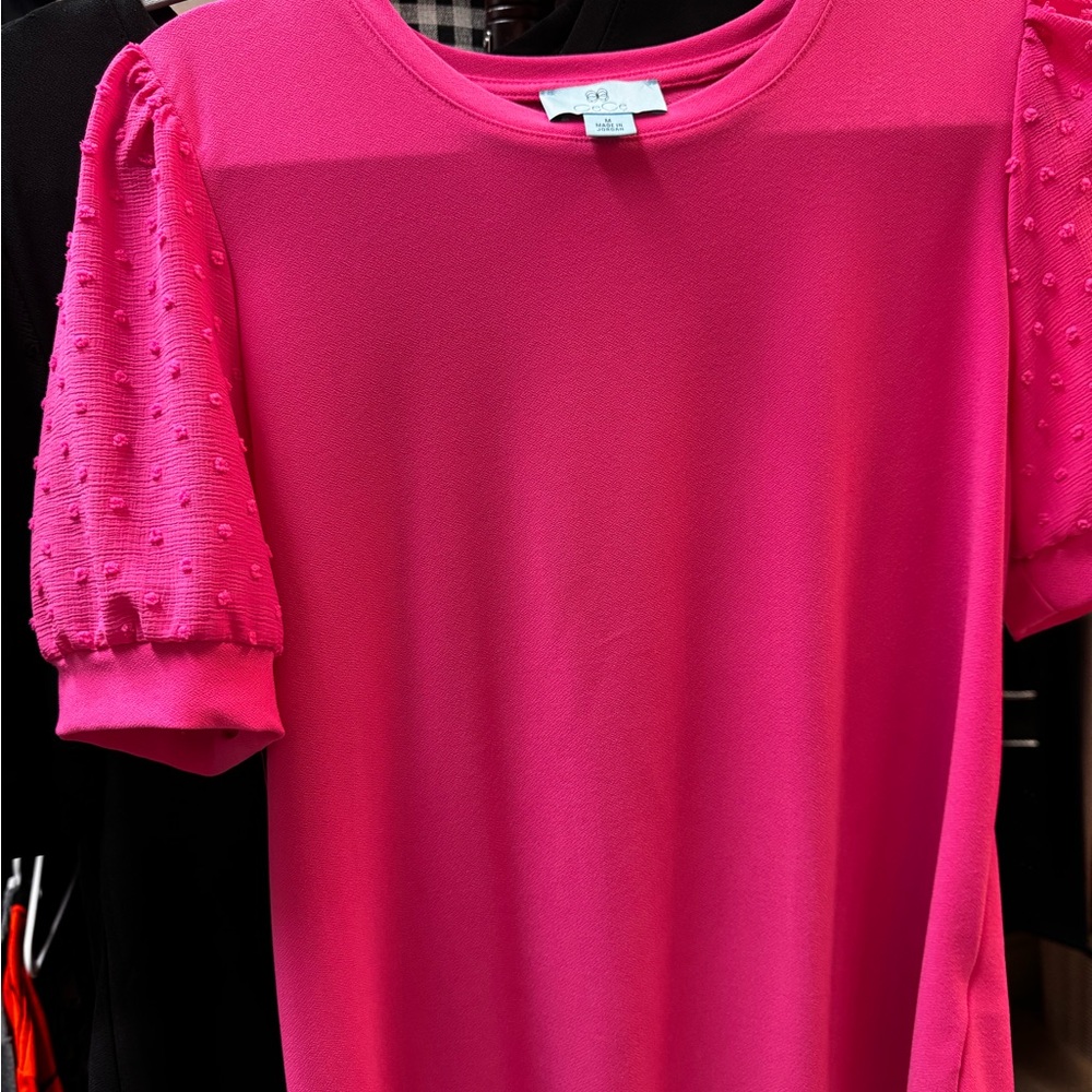 Women's Pink Puff Sleeve Top